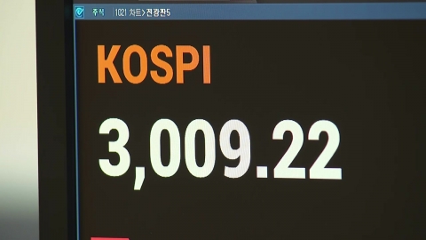 코스피 \'3천피 안착\'…3년 6개월 만에 3,000선 돌파 마감
