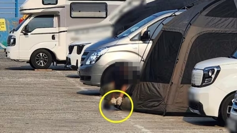 "공영주차장 바닥에 드릴로 구멍 뚫더니"…민폐 캠핑족 \'눈살\'