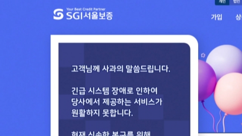 \'SGI서울보증\' 시스템 장애…전세대출 신원보증 등 업무 \'마비\'