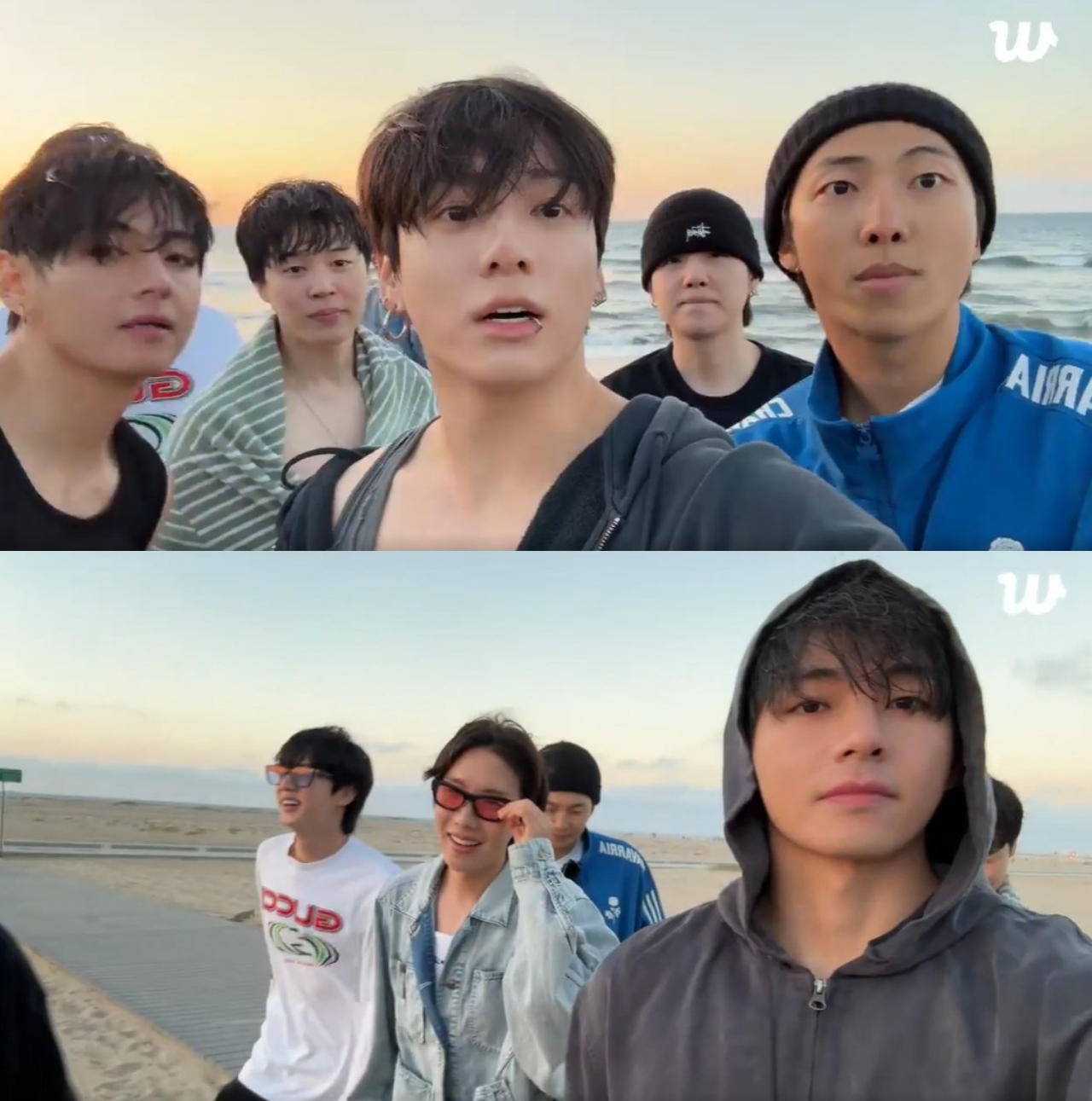 BTS 완전체, 미국 LA 해변서 포착…“앨범 준비 한창”