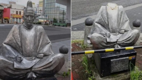 누군가 테러…日서 훼손된 도요토미 히데요시 동상 발견