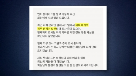 롯데카드 해킹 17일간 몰랐다…금감원 "피해 시 전액 보상"