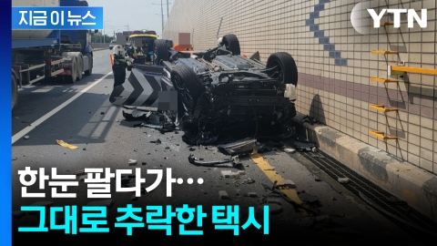 승합차 앞 '날벼락'...택시 운전자,한눈 팔다가 추락 [지금이뉴스]