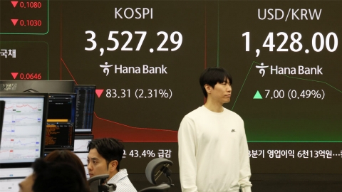  코스피 0.72% 내린 3,584.55 종료