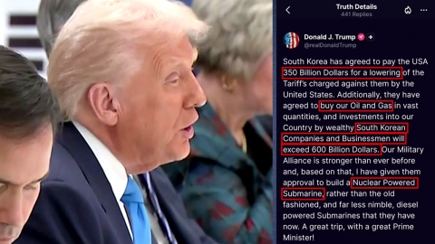 트럼프 "한국, 미 조선소에서 핵추진 잠수함 만들 것"