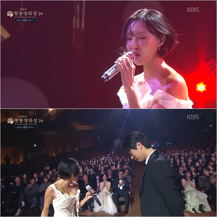 화사, 뮤비 주인공 박정민과 한 무대…청룡 찢은 퍼포먼스