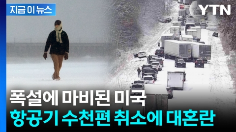 폭설 내리자 '아수라장' ...美 연휴에 발 묶인 여행객들 [지금이뉴스]