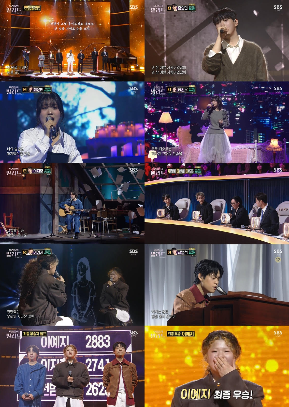 '우리들의 발라드', 전 회차 화요일 예능 1위 '유종의 미'…이예지 최종 우승