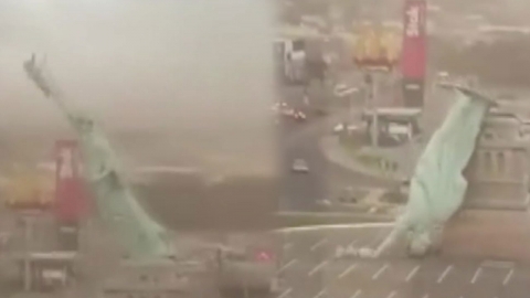 [나우쇼츠] 자유의 여신상 붕괴?…시속 90km 강풍에 고꾸라져