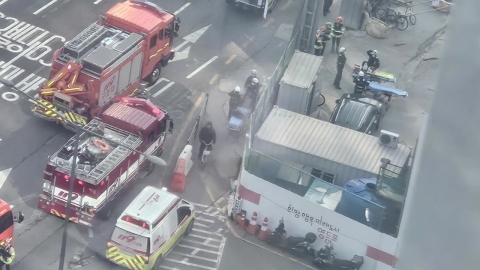  서울 여의도역 신안산선 공사현장 낙하물 추락…2명 부상