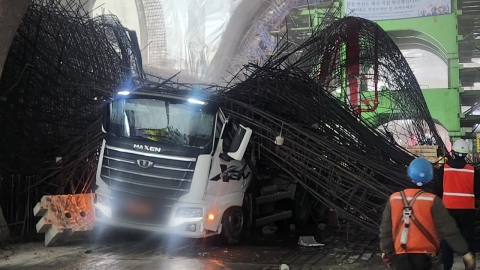  신안산선 공사현장, 철근 무너져 2명 부상…사진 입수