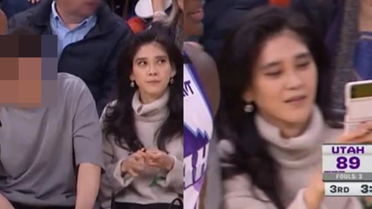 미국서 휴가 중인 이부진, 아들과 NBA 중계화면서 포착