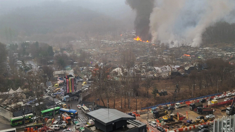  강남 주택에서 발생한 불, 인근 산으로 번져...산림청 대응 나서