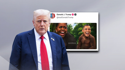 선 넘은 '인종 비하'… 트럼프, '원숭이 오바마' 영상 게시