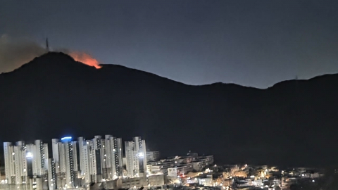 부산 금정봉 산불…소방 대응 2단계 격상
