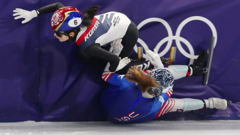 쇼트트랙 혼성 계주 준결승에서 미국과 충돌...메달 획득 실패