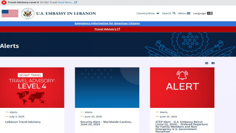 "레바논 주재 미국 대사관, 해외로 직원들 대피시켜...이란 테러 가능성 대비"