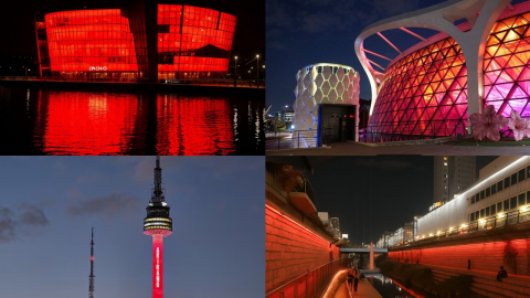 BTS 컴백에 웬 붉은 점등? 논란 일자…"정치적 해석 자제"