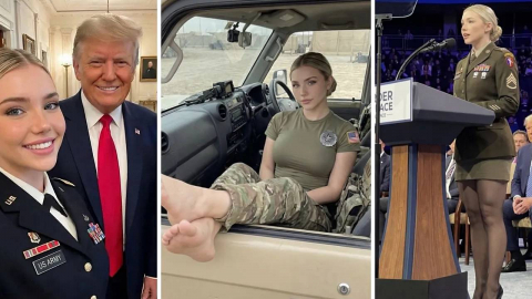 도널드 트럼프 옆 '여군 인플루언서'…정체 밝혀졌다