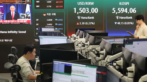  코스피 0.4% 내린 5,438.87 마감...환율 1,508.9원