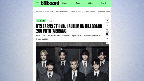 BTS, 영국 이어 미 빌보드 음반 차트도 '정상'…통산 7번째