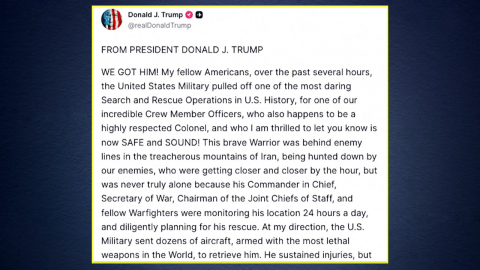 실종 미군 무사히 구조…트럼프 "대담한 작전 완수"