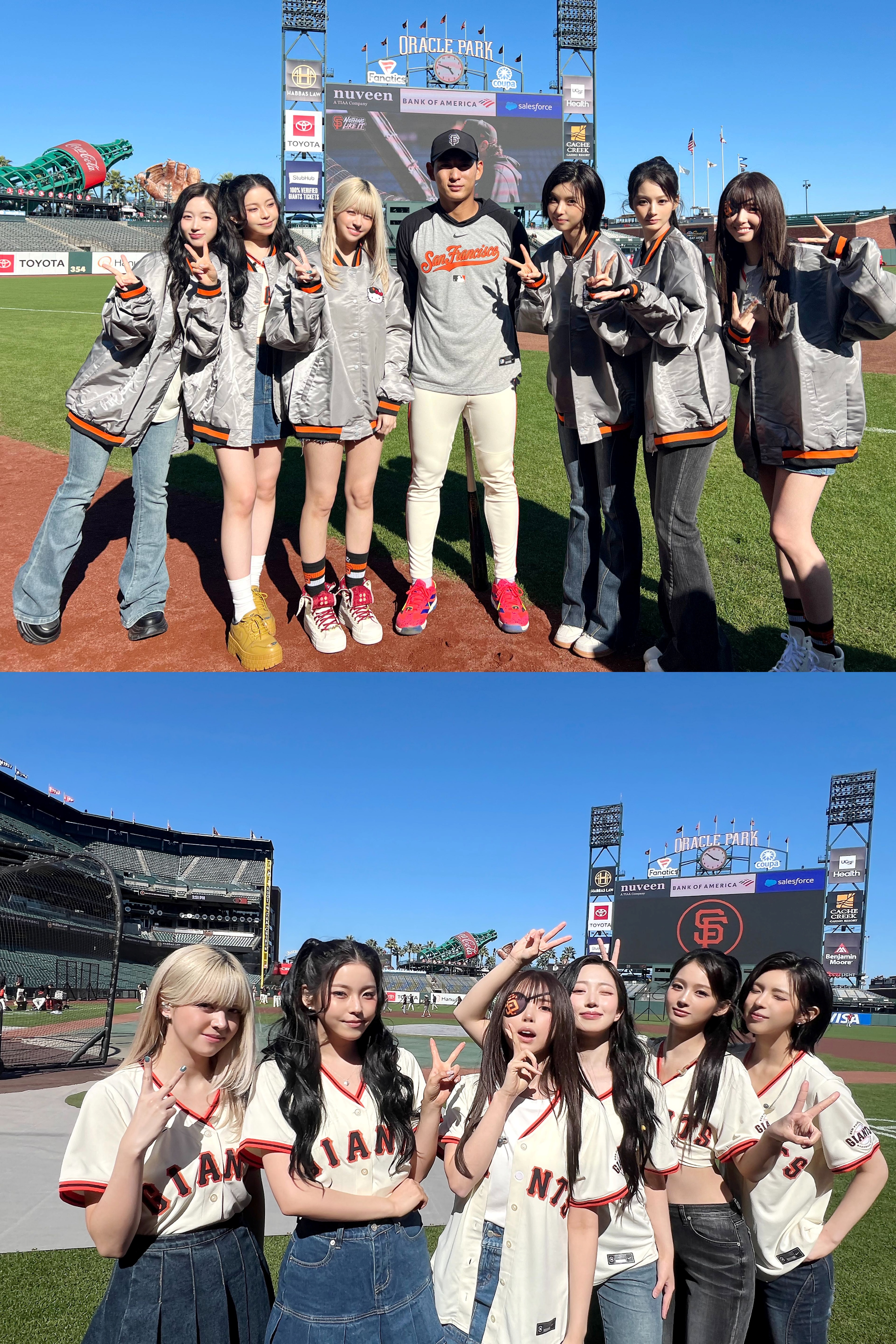 설윤 던지고 이정후 받고…엔믹스, 미국 샌프란시스코 경기 시구