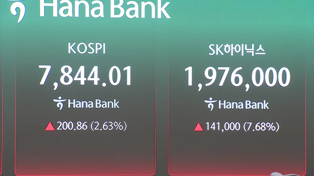 코스피 7,844 최고치 마감...SK하이닉스 200만 원 눈앞