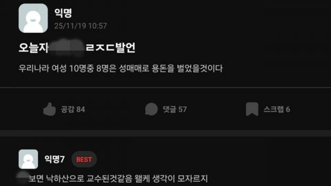 "여자 10명 중 8명은 성매매로 용돈벌이"…대학교수 발언 논란