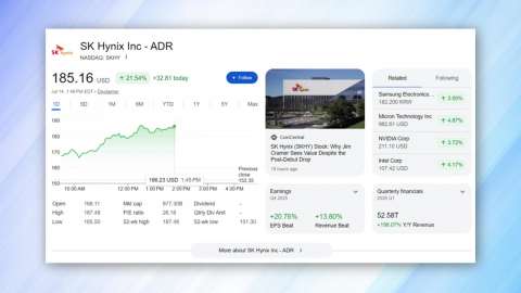 SK 하이닉스 ADR, 나스닥에서 장중 24.1% 수직 상승