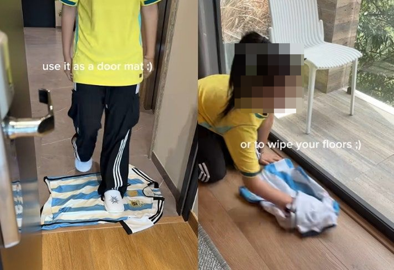 "나라 망신"...'눈 찢기' 당한 한국인, 메시 유니폼으로 걸레질 논란