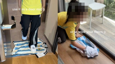 "나라망신"…'눈 찢기' 당한 한국인, 메시 유니폼으로 걸레질 논란