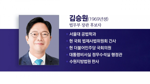 이 대통령, 법무장관 후보에 김승원…안규백 후임에 4성 장군 출신