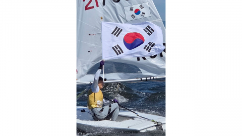 하지민, 요트 남자 딩기 금메달…AG 5번 출전에 4번째 금