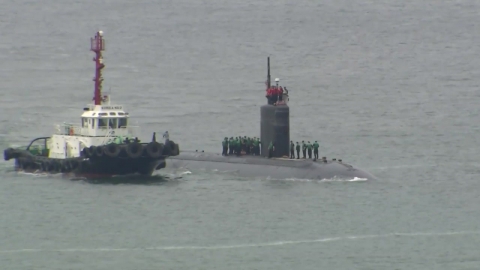 美 핵잠수함 샤이엔호 부산 입항