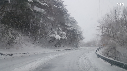 울산 상북면에 많은 눈이 내렸습니다