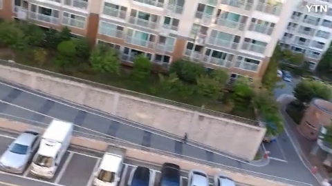 아파트에 대형 멧돼지출현