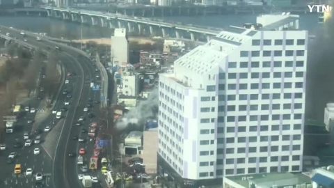 천호대교 남단 화재