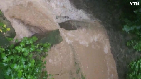 어제폭우로 불어난 개울물